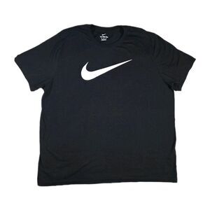 Mens Nike Short Sleeve T Shirt Black With White Swoosh XL Cotton